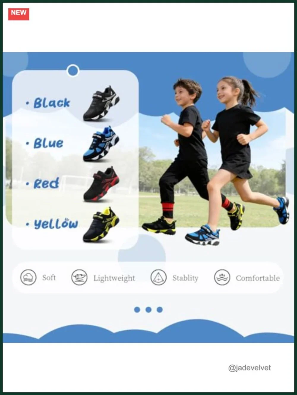 Kids Mesh Breathable Running Sneakers | Hook & Loop Closure, Lightweight,